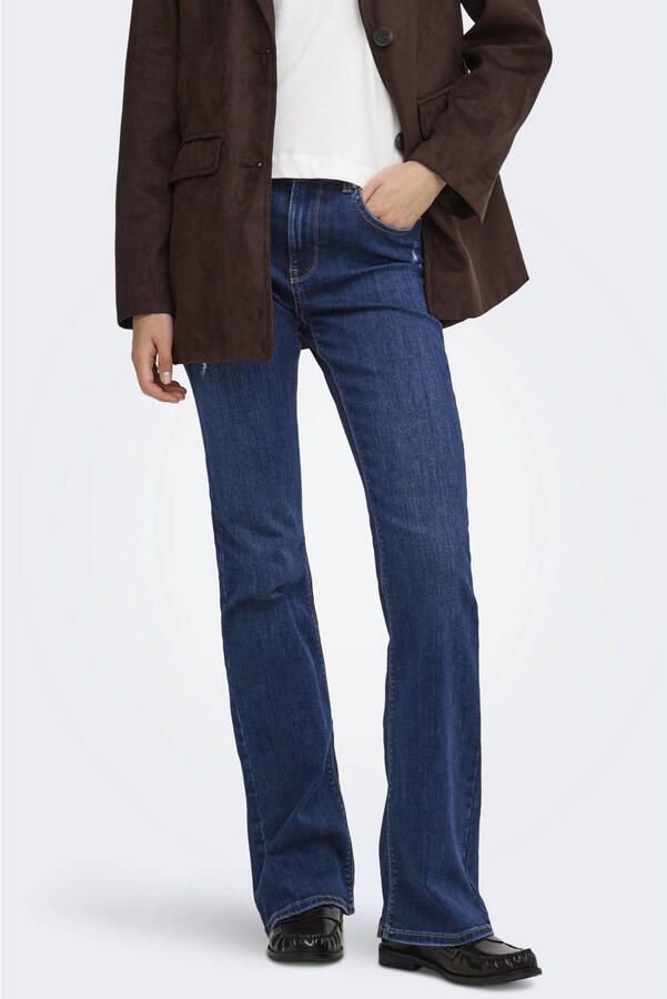 ONLY Onlmade Hw Des Flared Dnm high waist skinny jeans blauw