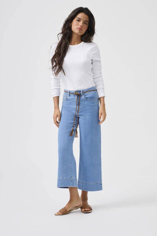 ONLY Onlmadison Hw Belt Wd Crp Dnm Gua165Noos high waist wide leg jeans medium blue denim