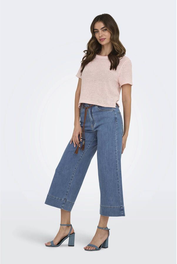 ONLY Onlmadison Hw Belt Wd Crp Dnm Gua165Noos high waist wide leg jeans medium blue denim - Foto 3