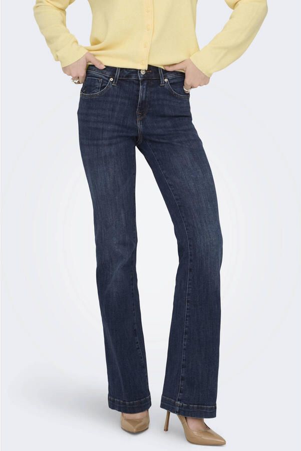 ONLY Onlpower Md Flared Pushup Dnm Gen332Noos flared jeans donkerblauw