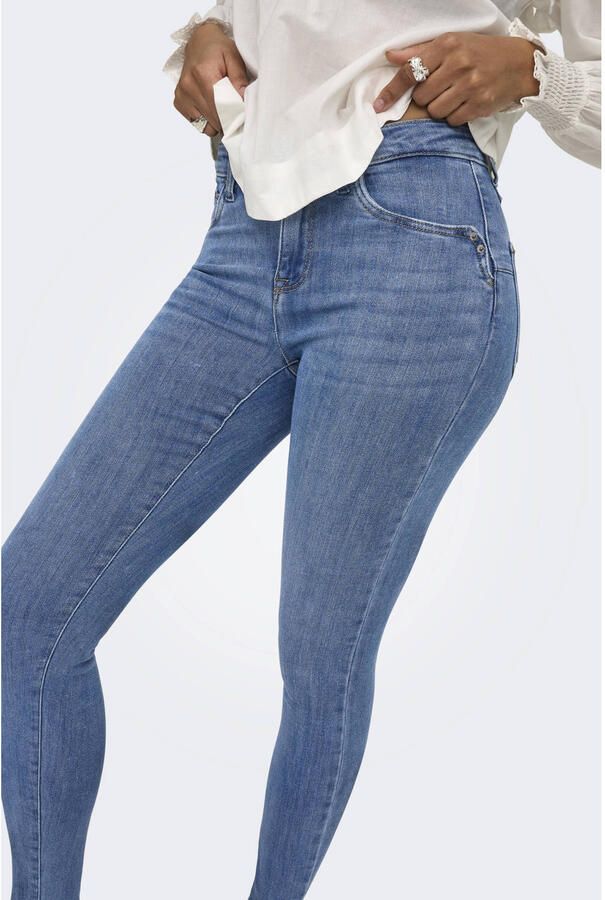 ONLY Onlpower Mid Waist Push Up Ank Det Dnm skinny jeans medium blue denim