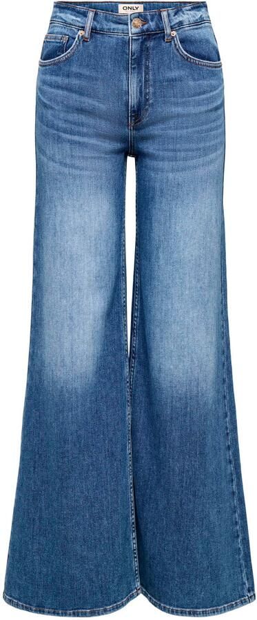 ONLY Onlsasha Hw Wide Flared Dnm Dot wide leg jeans donkerblauw
