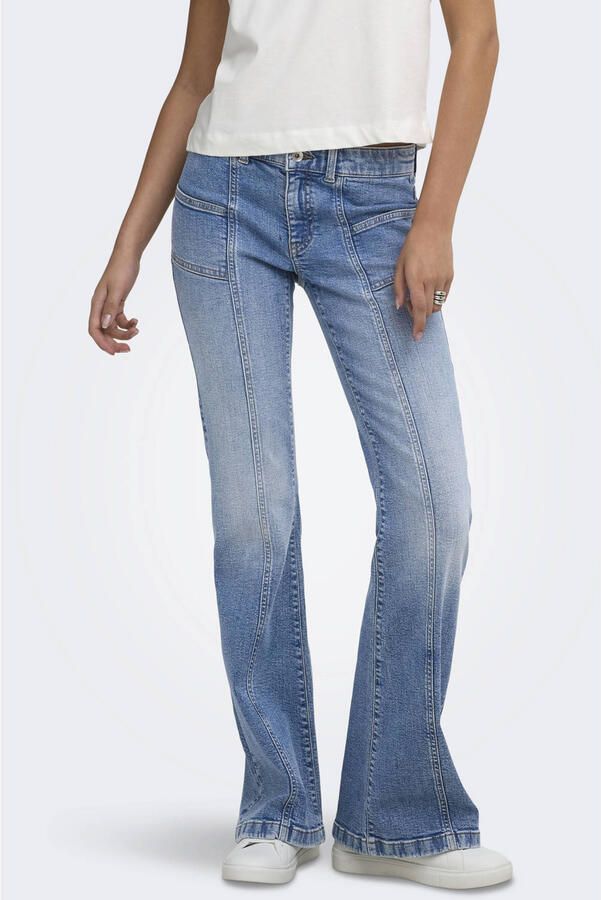 ONLY Onlsia Low Waist Pco Pleat Flared Dnm flared jeans middelblauw