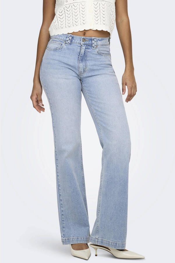 ONLY Onltess Mw Flare Braided Dnm flared jeans light blue denim