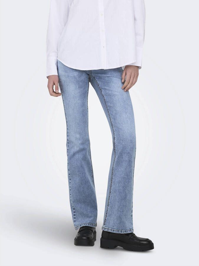 ONLY Onlwauw Mid Waist Crossover Flared Dnm flared jeans light blue denim