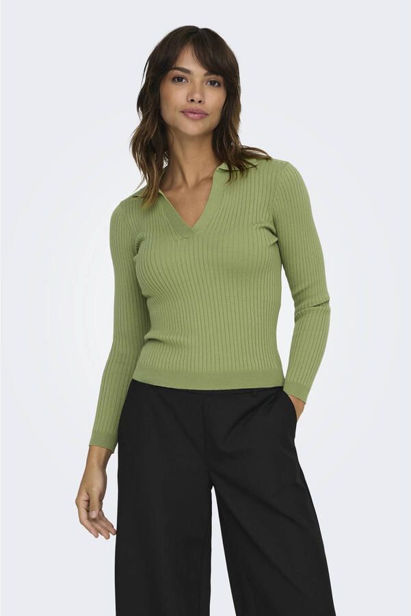 Only Life Polo Pullover Gebreid Green Dames - Foto 3