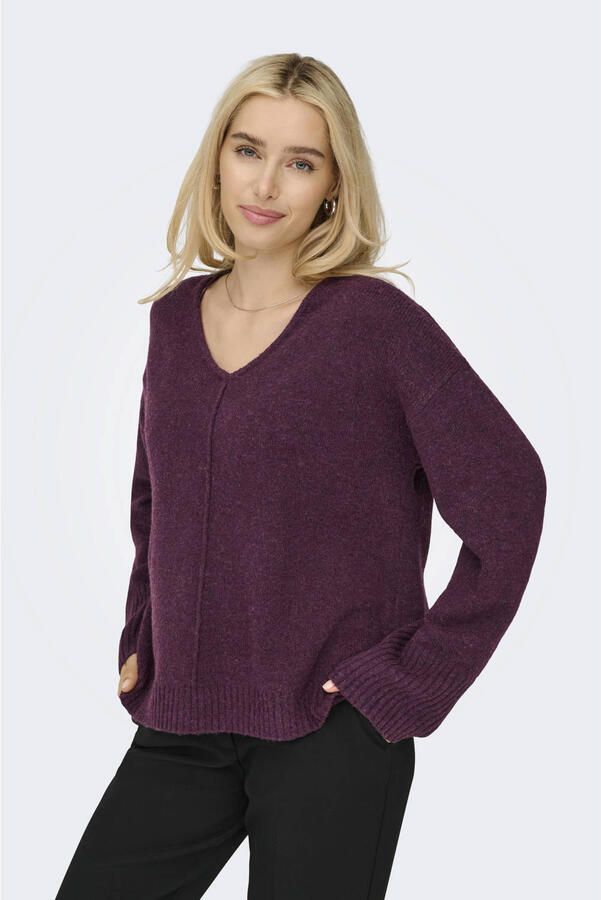 ONLY pullover met wol donkerpaars - Foto 3
