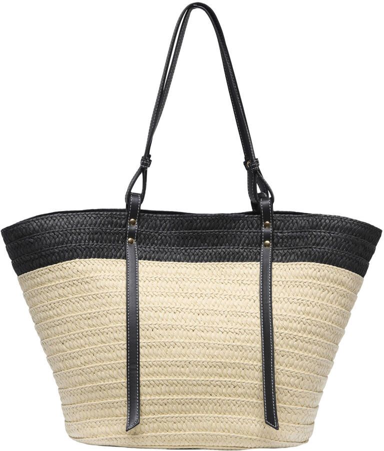 ONLY raffia shopper ONLCELIA naturel zwart