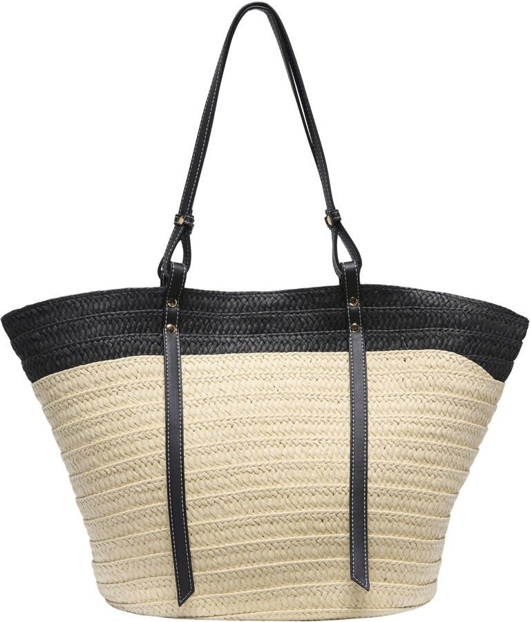 ONLY raffia shopper ONLCELIA naturel zwart - Foto 2