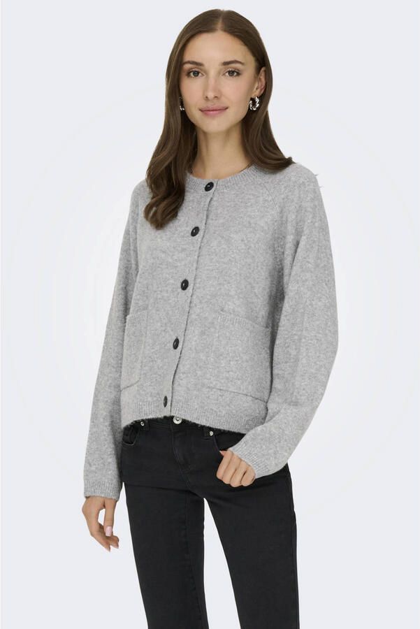ONLY rechtvallend gebreid vest met wol grijs