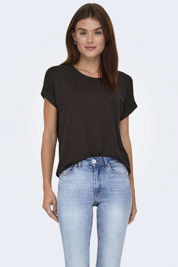 ONLY rechtvallend T-shirt donkerbruin