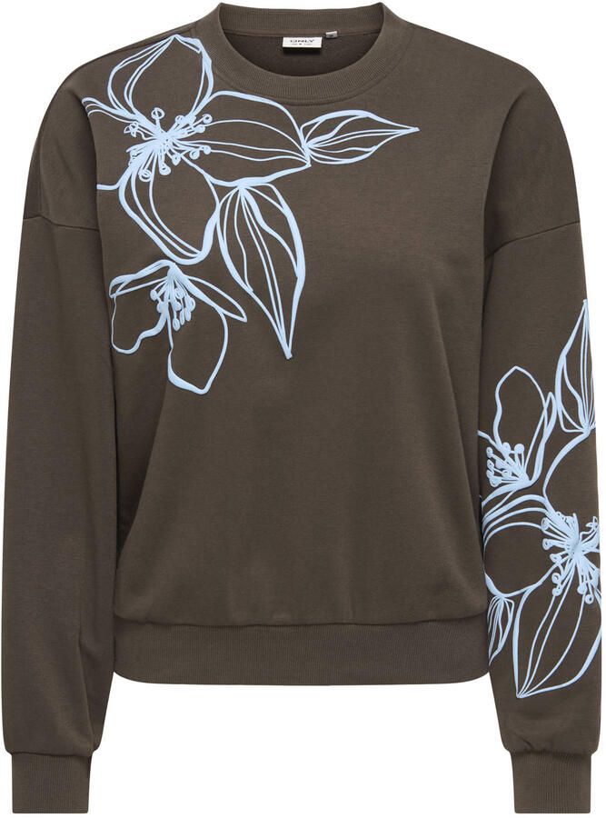 ONLY rechtvallende gebloemde sweater bruin - Foto 2