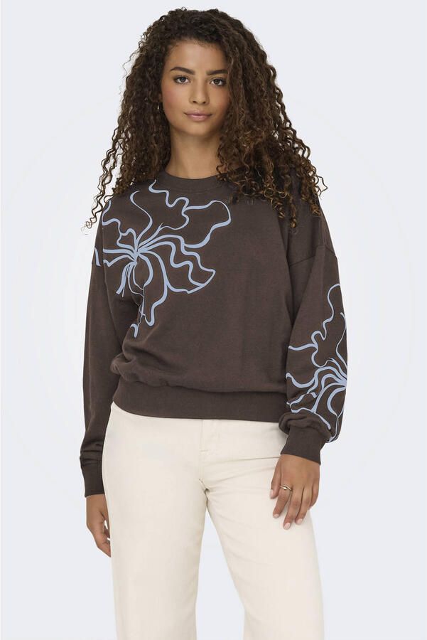 ONLY rechtvallende gebloemde sweater bruin