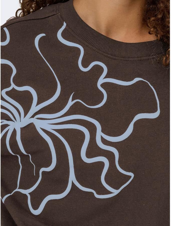 ONLY rechtvallende gebloemde sweater bruin - Foto 2
