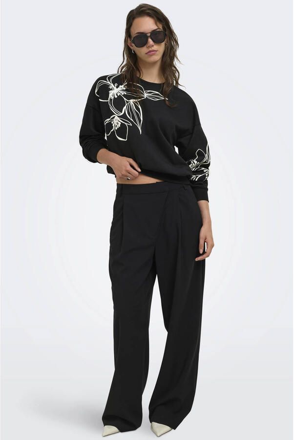 ONLY rechtvallende gebloemde sweater zwart - Foto 2