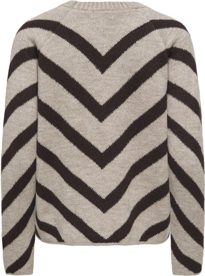 ONLY rechtvallende gebreide trui met print beige - Foto 2
