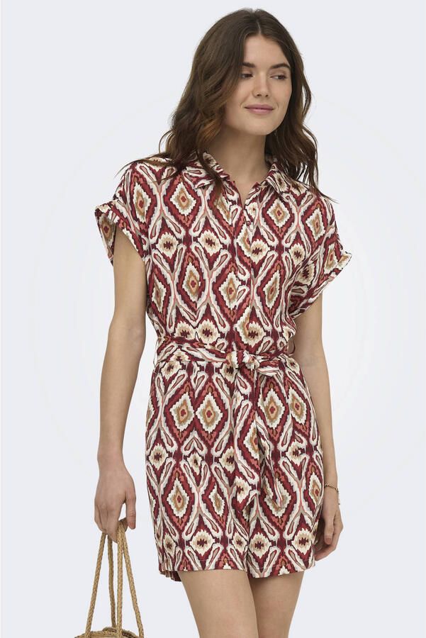 ONLY rechtvallende jumpsuit met print donkerrood - Foto 3