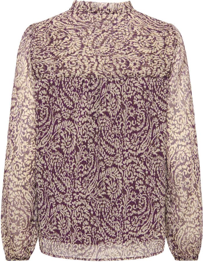 ONLY rechtvallende semi-transparante blouse met ruches en dierenprint rood - Foto 2