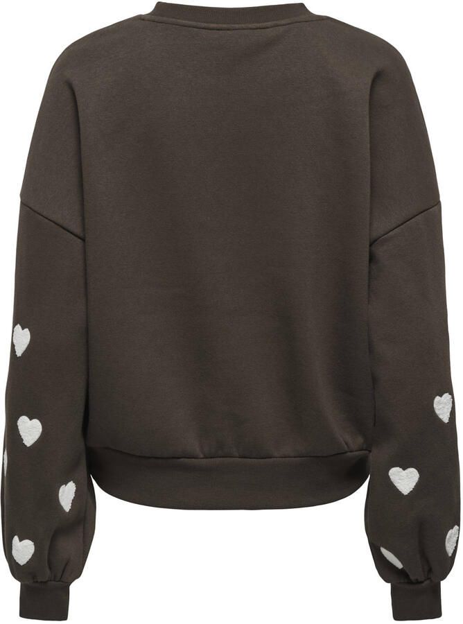 ONLY rechtvallende sweater met borduursels en hartjes bruin - Foto 2