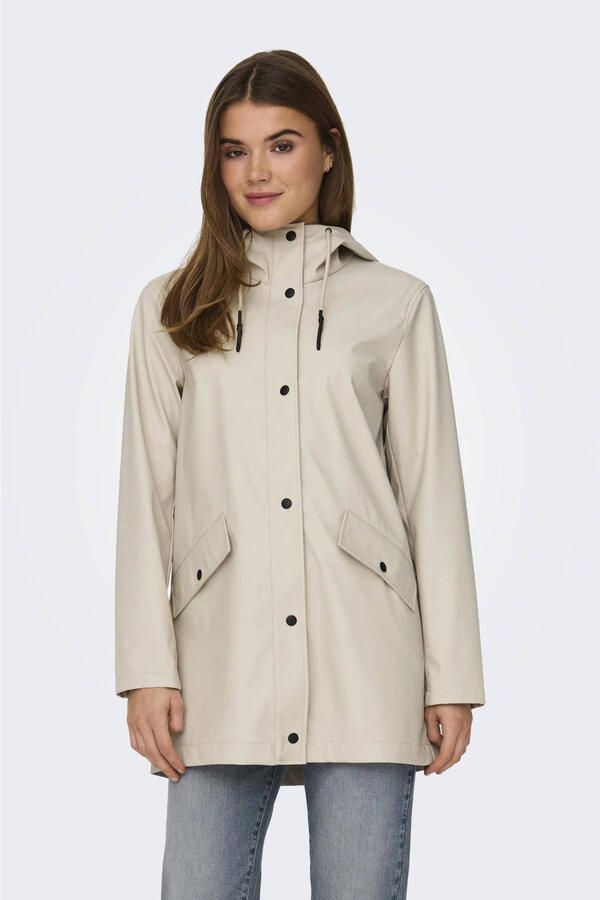 Only Regenjas Zilveren Voering Freewear Beige Dames