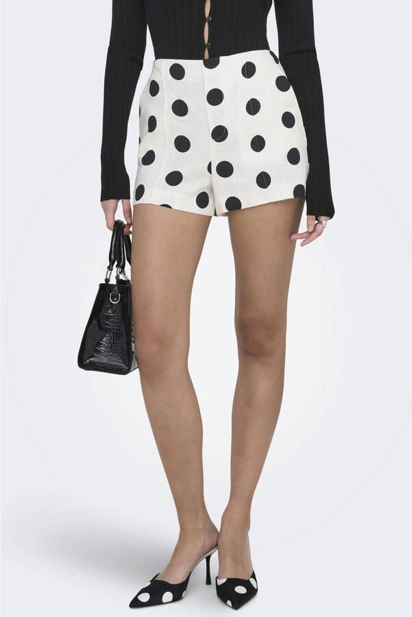 ONLY regular high waist casual short met stippen ecru