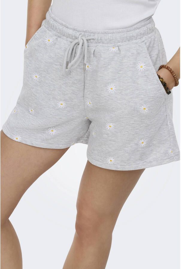 ONLY regular high waist gebloemde bermuda short lichtgrijs - Foto 3