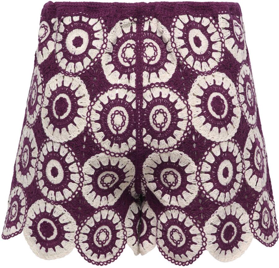 ONLY regular waist casual short paars met ingebreid patroon - Foto 2