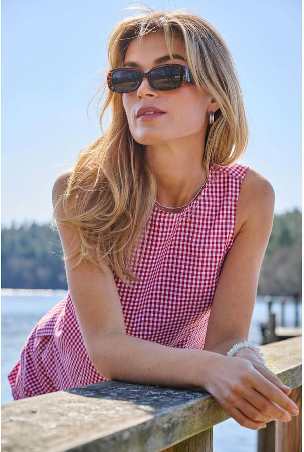 Only Korte Broek Maye Check Shorts Salsa White