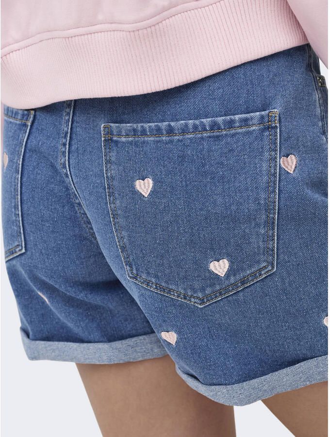 ONLY regular waist denim short met hartjes medium blue denim - Foto 3