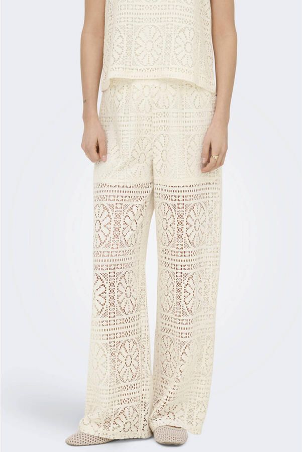 ONLY regular waist gebloemde casual broek broderie