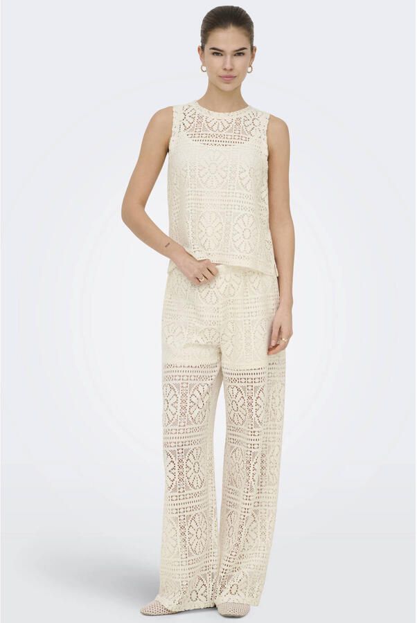 ONLY regular waist gebloemde casual broek broderie - Foto 3