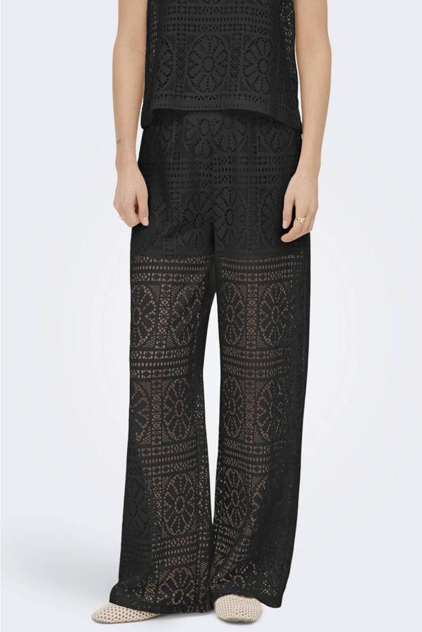 ONLY regular waist gebloemde casual broek broderie