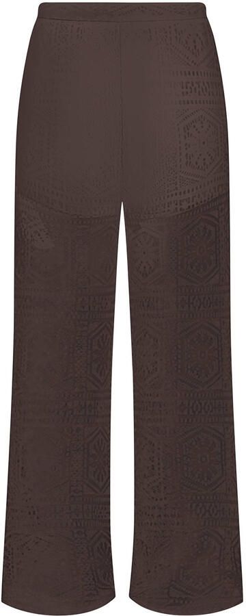 ONLY regular waist gebloemde casual broek bruin broderie - Foto 3