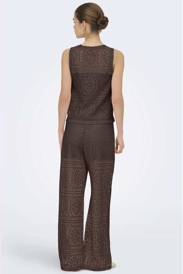 ONLY regular waist gebloemde casual broek bruin broderie - Foto 2