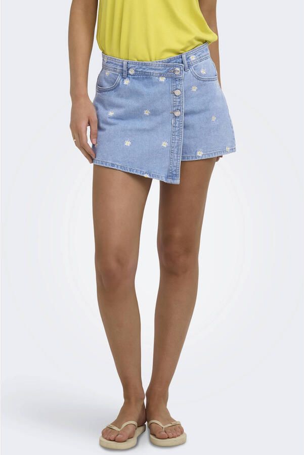 ONLY regular waist gebloemde casual short light blue denim