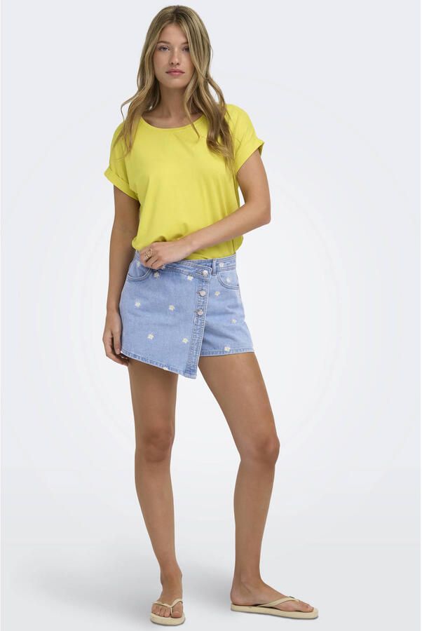 ONLY regular waist gebloemde casual short light blue denim - Foto 3