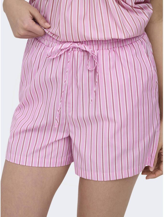 ONLY regular waist gestreepte casual short roze - Foto 2