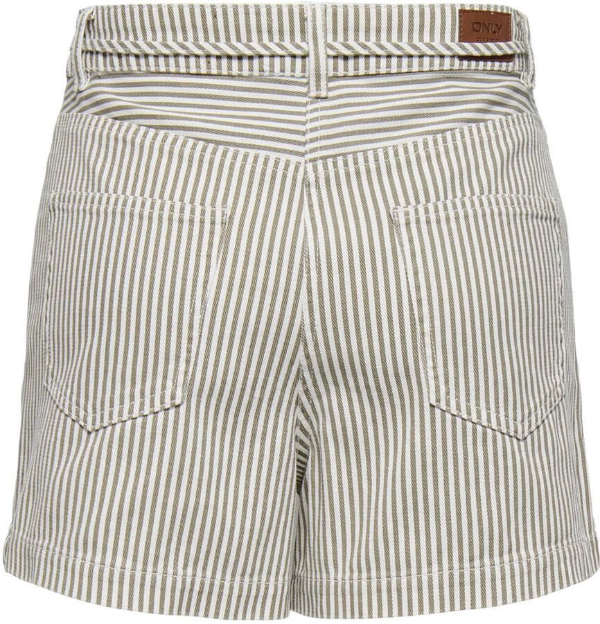 ONLY regular waist gestreepte denim short groen