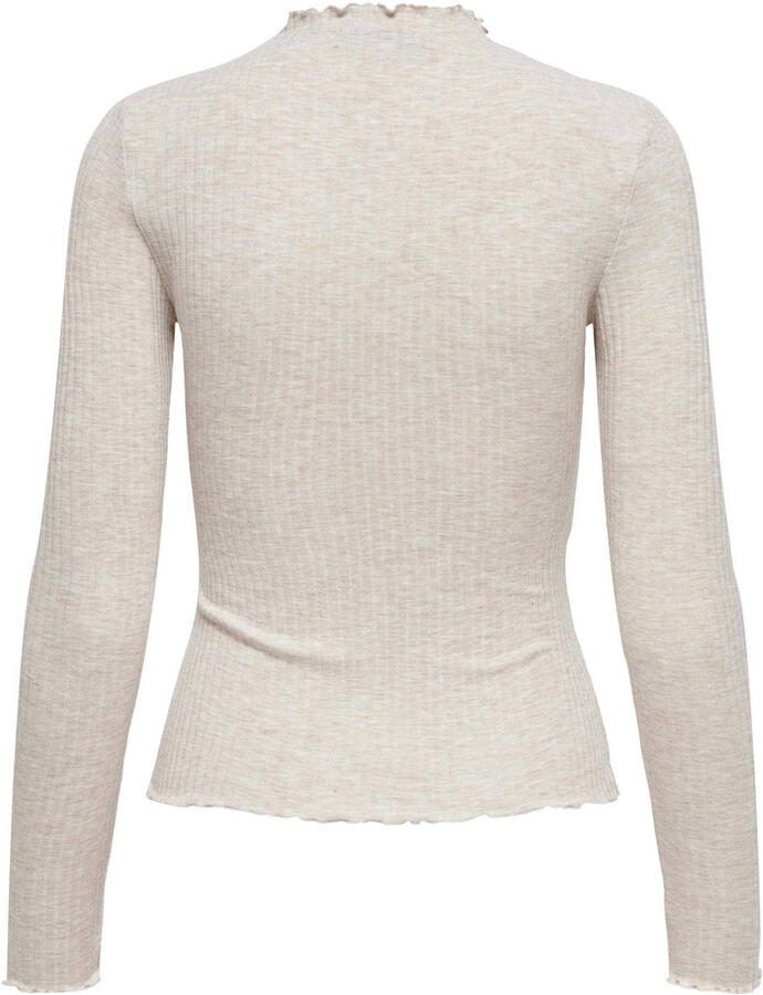 Only Beige Effen Gebreide Trui Lange Mouwen Ronde Hals Beige Dames - Foto 2
