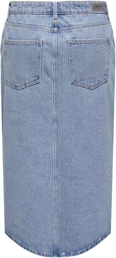 Only Lichtblauwe Denim Midi Rok met Split Blue Dames - Foto 3