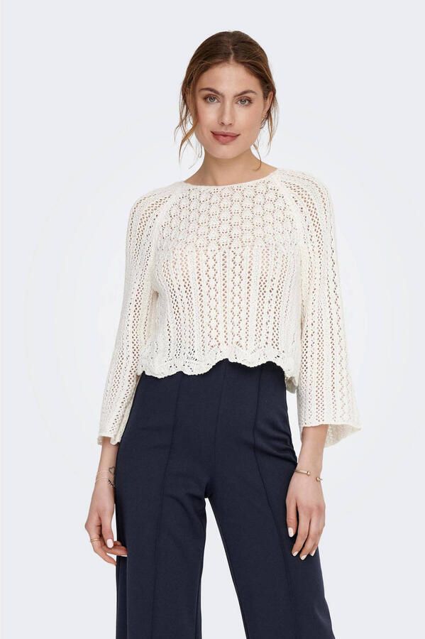 Only Korte gebreide pullover met all-over broderie anglaise model 'NOLA' - Foto 3