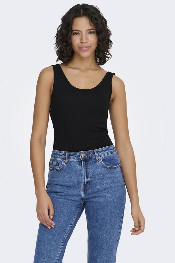 Only Lange top ONLLIVE – Tanktop met figuuraccentuerende snit en stretch effen modieus zeer figuur accentuerend katoenmix ronde hals