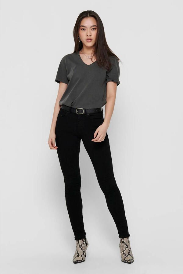 Only Zwarte effen jeans met ritssluiting en knoopsluiting Black Dames