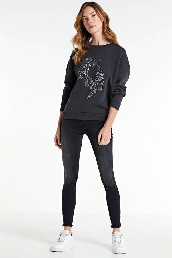 Only Zwarte effen damesjeans met ritssluiting en knoopsluiting Black Dames