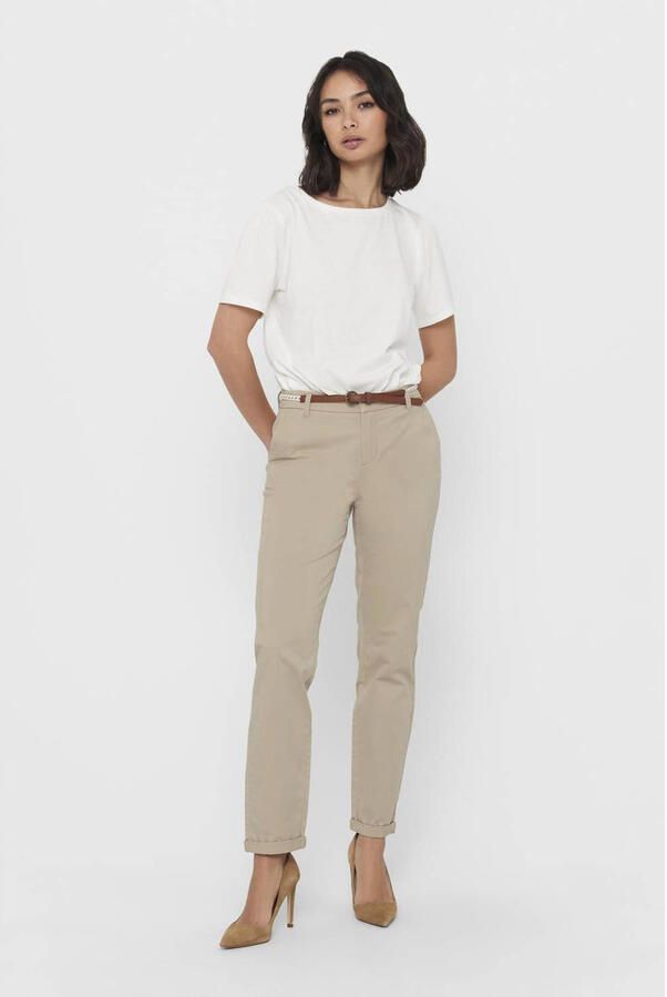 Only Chino ONLBIANA – Chinobroek met riem en omslagzoom