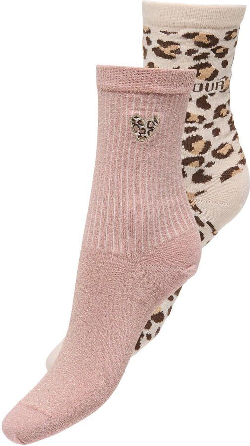 ONLY sokken ONLOLIVIA roze (set van 2)