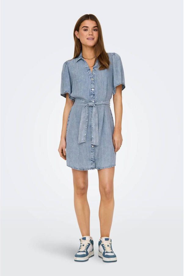 ONLY spijker blousejurk light blue denim - Foto 3
