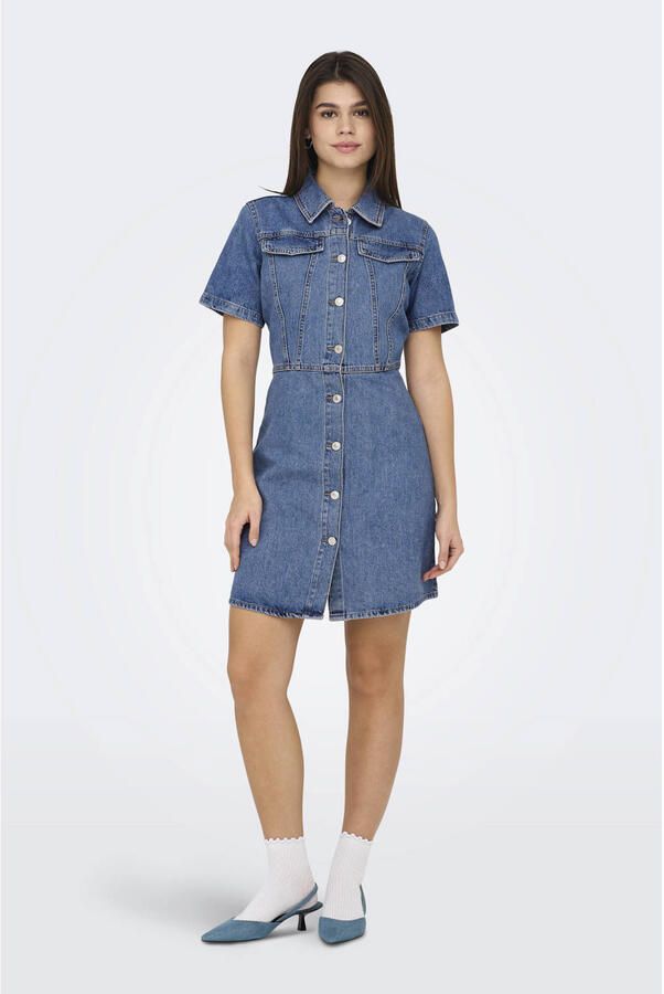 ONLY spijkerjurk gebreid medium blue denim - Foto 2