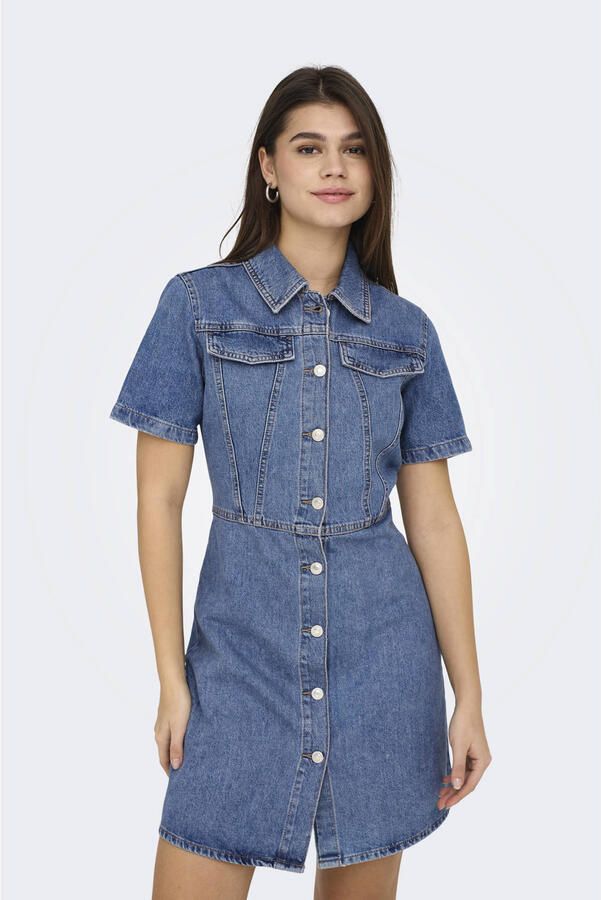 ONLY spijkerjurk gebreid medium blue denim