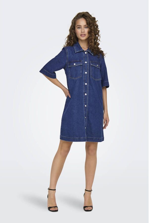 Only Jeans jurk ONLBELLE S S BUTTON DRESS DNM GUA NOOS